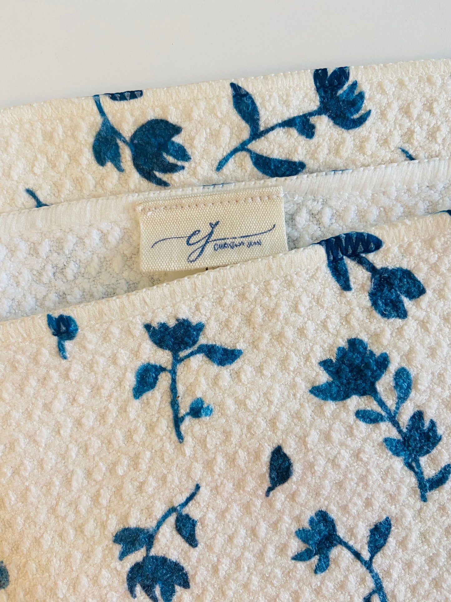 Tea Towel Kitchen Hand Towel with Blue Watercolor Design