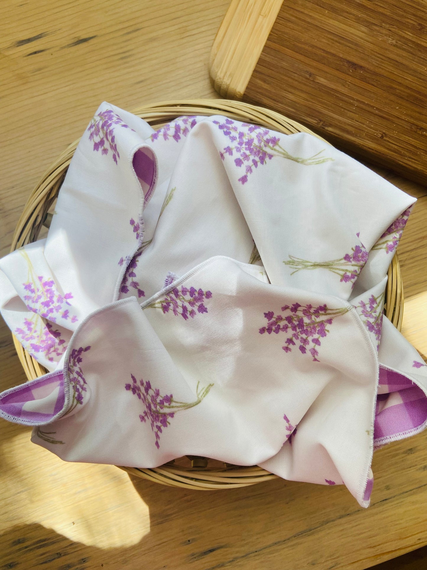 Bread Basket Blanket-Watercolor Lavender & Gingham