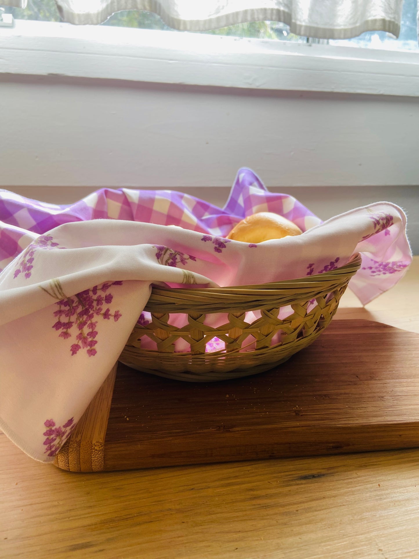 Bread Basket Blanket-Watercolor Lavender & Gingham