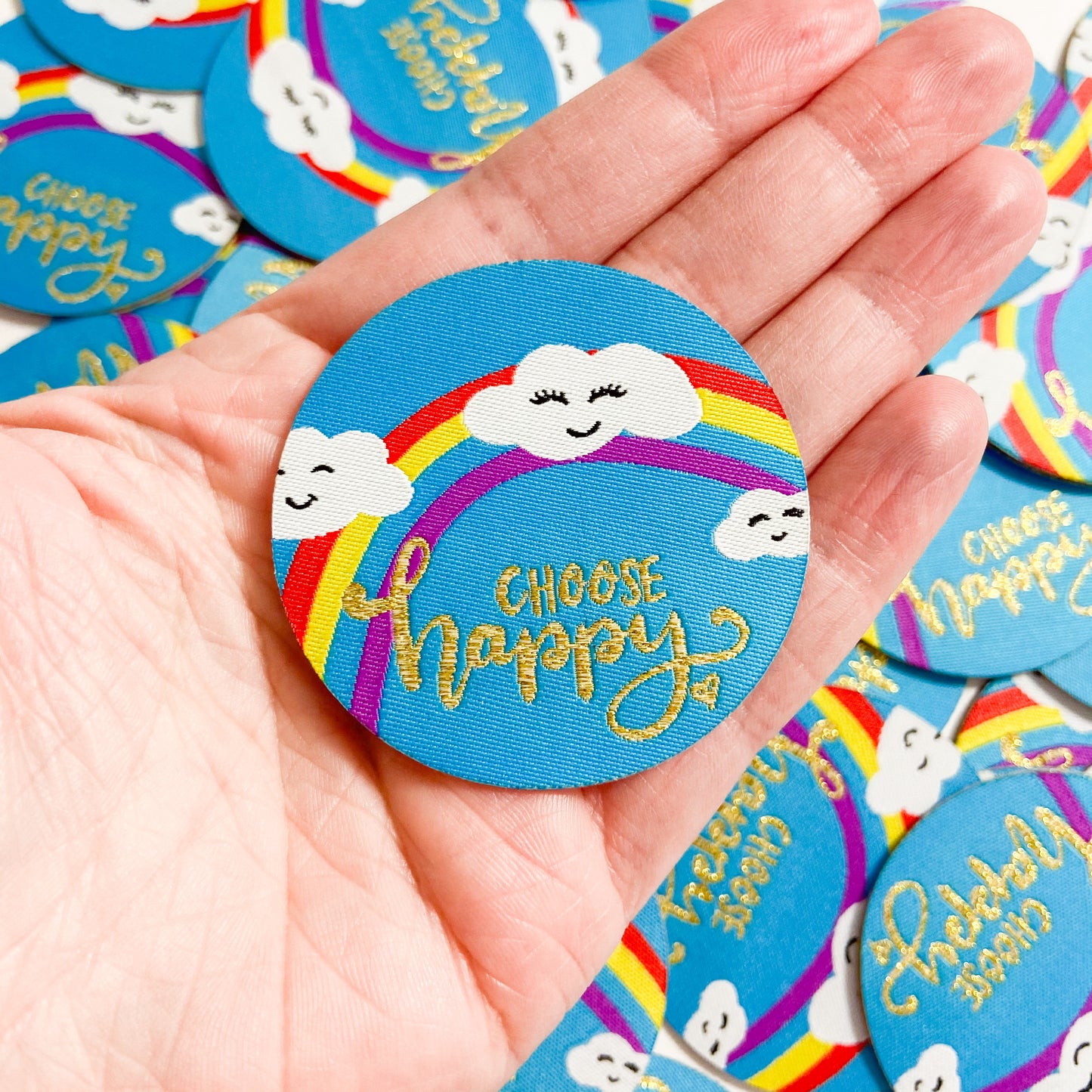 Happy Clouds Sticker, Magnet and Pin Set