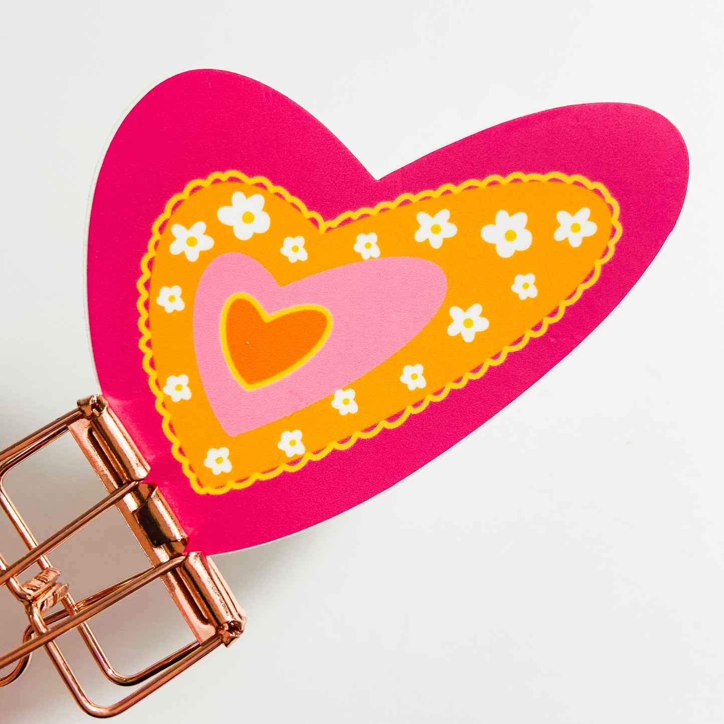 Pink Heart Sticker and Pin Set